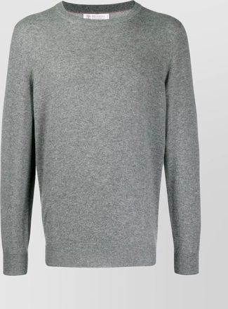 Brunello Cucinelli ribbed cashmere crewneck sweater with slim fit