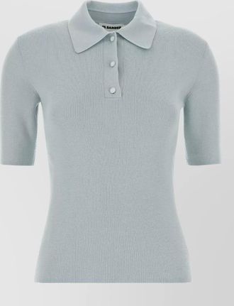 Jil Sander wool polo shirt collar short sleeves