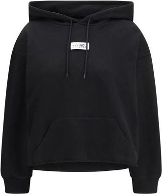 Maison Margiela Oversized Katoenen Hoodie met Logopatch - Dames - Hoodies - Zwart - S - Katoen - Hoodies & sweatvesten
