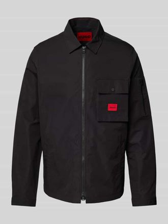 HUGO BOSS Regular Fit Hemdjacke mit Zweiwege-Reißverschluss Modell Emmond in Black, Größe XXL