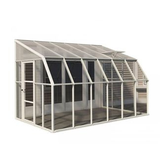Palram Lean To Greenhouse Sun Room Clear 8 x 12 - L384 x W257 x H266 cm in White