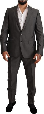 Dolce & Gabbana Grijze Metallic Martini Slim Fit Pak Set - Heren - Business pakken - Grijs - L - Wol - Kostuums