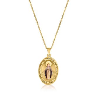 Ross-Simons Italian 14kt Yellow Gold Miraculous Medal Pendant Necklace With Multicolored Enamel