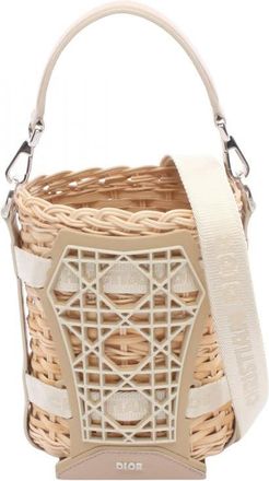 Dior Pre-owned Dior Raffia and Leather Sahara Wicker Basket Bucket Bag Ladies NJUNXPUPK9HFA6V1