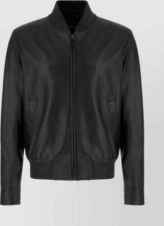 Emporio Armani bomber jacket leather ribbed cuffs