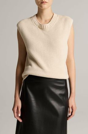Vince Asymmetric Crewneck Sweater Vest in Bone at Nordstrom, Size Xx-Small
