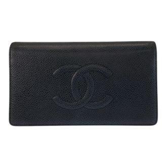 Chanel Black Leather Wallet (Bi-Fold) (Pre-Owned)