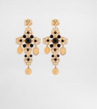 Dolce & Gabbana Filigree Cross Clip Earrings - Woman Bijoux Gold Metal Onesize