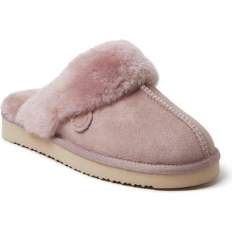 Dearfoams Fireside Sydney Genuine Shearling Scuff Slipper in Dusty Pink at Nordstrom, Size 10.5M
