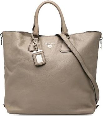 Prada Pre-owned Tote Bags, female, Brown, Size: ONE SIZE Pre-owned Leather Tote Bag