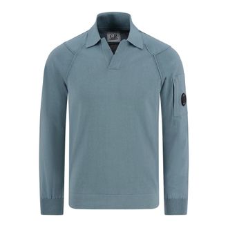 C.P. Company Long-Sleeved Cotton Polo Shirt - male - C.P. Company - Polo Shirts - Blue - M - Tops