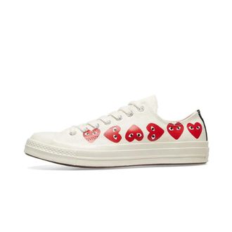Converse Schoenen, Heren, Wit, 41 1/2 EU, Katoen, Chuck Taylor All Star 70s Ox Comme des Gar&ccedil;ons Play Multi Heart