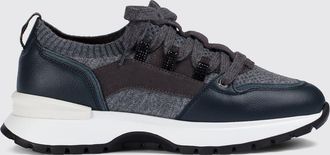 Doucal's Sneakers basse in pelle di vitello e lana con design bicolore e tirante