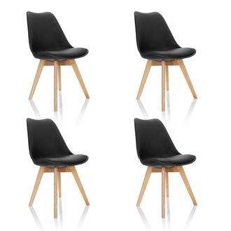 hjh OFFICE Silla de pl&aacute;stico sin apoyabrazos negro