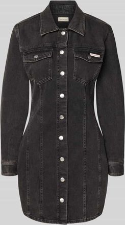 Calvin Klein Jeans Minikleid in Denim-Optik mit Logo-Patch in Black, Größe XL