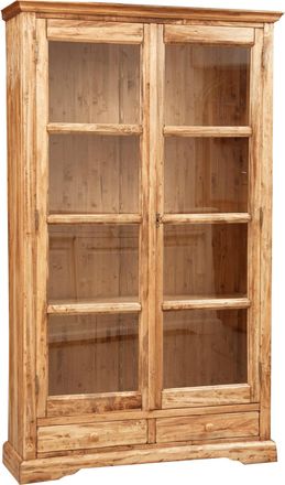 Biscottini International Vitrina De Estilo Country De Madera Maciza De Tilo Acabado Con Efecto Natural 109x36x180 Cm
