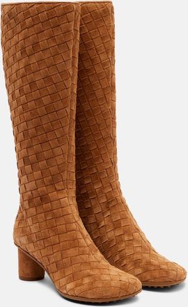 Bottega Veneta Atomic Intrecciato 50 suede knee-high boots
