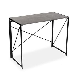 VERSA Escritorio plegable en aglomerado efecto madera y metal gris