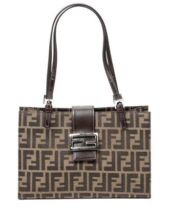 Fendi Brown Zucca Canvas Square Shoulder Tote (Authentic Pre-Loved)