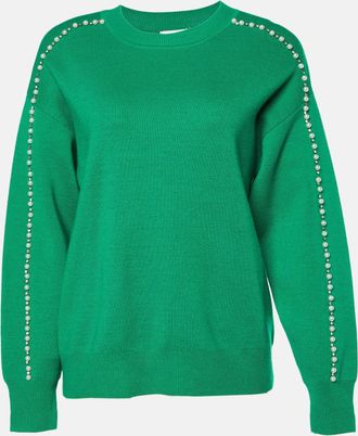 Sandro Green Embellished Knit Sweater