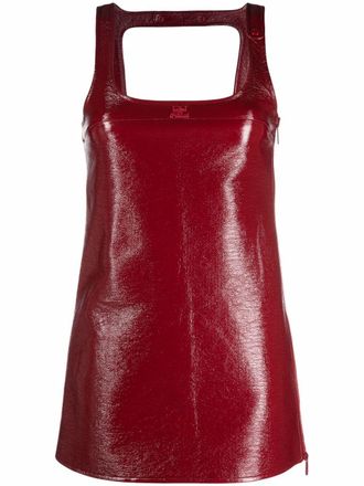 Courr&egrave;ges sleeveless vinyl mini dress - women - Cotton/Polyurethane/Spandex/Elastane/Cupro - 40 - Red