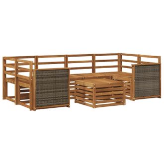 vidaXL Set Di Divani Da Esterno 7 Pz Naturale Legno Di Acacia Massello Vidaxl