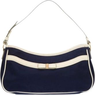 Ferragamo Pre-owned Shoulder Bags, female, Blue, Size: ONE SIZE Pre-owned Nylon Shoulder Bag