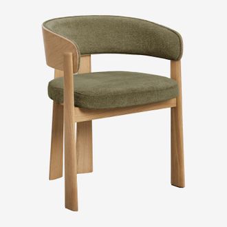 Sklum Pack De 2 Sillas De Comedor Con Reposabrazos Tapizadas Y En Madera De Roble Olea Sklum