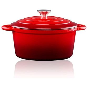Alpina Cacerola De Hierro Fundido Esmaltado Color Rojo 3,8 L, &Oslash;24 X 11,8 Cm