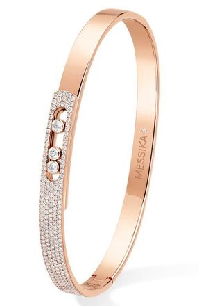 Messika Move Noa Pav&eacute; Diamond Bangle in Pink Gold at Nordstrom, Size Medium