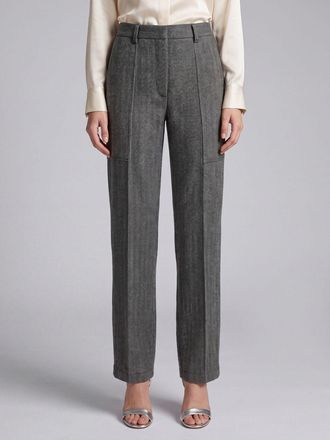 Forte_Forte Pantaloni straight in misto viscosa con motivo chevron e pinces