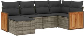 vidaXL Vidaxl - Set De Muebles De Jard&iacute;n 6 Pzas Y Cojines Rat&aacute;n Sint&eacute;tico Gris