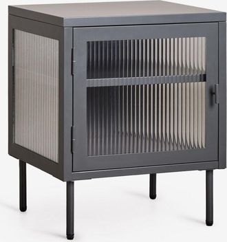 Sklum Pack de 2 mesitas de noche en acero y cristal Paoline SKLUM