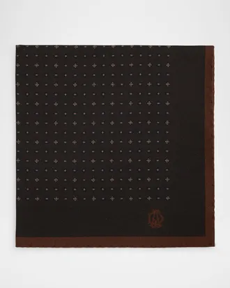 Dunhill Men & apos;s Mulberry Silk Micro-Geometric Pocket Square