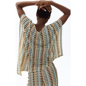 H&M Asymmetric Cape Top in Light Beige/patterned at Nordstrom, Size X-Small