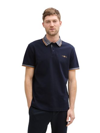 Tom Tailor Poloshirt TOM TAILOR, Herren, Gr. S, blau (sky captain blau), Piqu&eacute;, Obermaterial: 95% Baumwolle, 5% Elasthan, kontrastfarbene Details, unifarben, reg