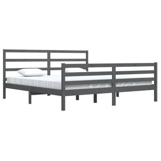 Berkfield Home Beautiful Bed Frame Grey Solid Wood Pine 200x200 cm