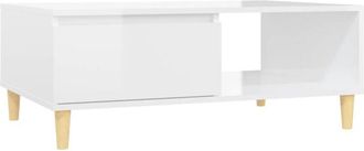 vidaXL Mesa de centro madera contrachapada blanco brillo 90x60x35 cm Vidaxl