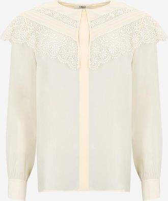 Chlo&eacute; Cape-bluse aus Seidencr&ecirc;pe und Spitze