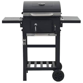 Berkfield Home Charcoal-Fueled BBQ Grill with Bottom Shelf Black