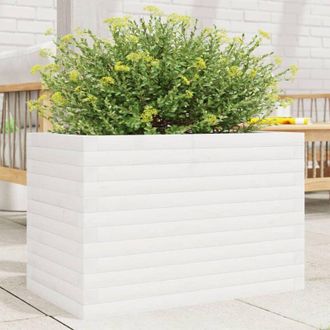 vidaXL Jardinera De Madera Maciza De Pino Blanca 70x40x46 Cm Vidaxl