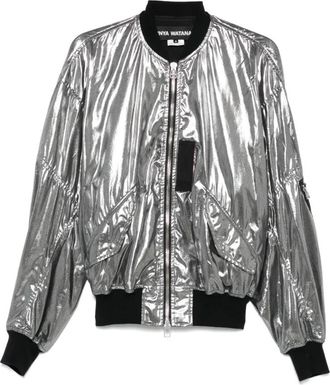 Junya Watanabe Zilveren jassen met ritssluiting en zakken - Dames - Bomber jackets - Grijs - M - Jassen