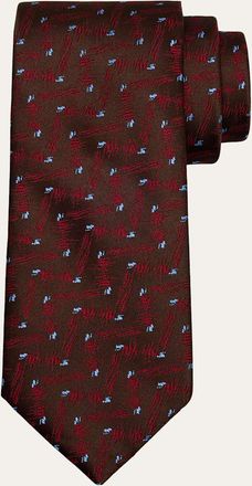 Charvet Mens Chevron Dot Silk Tie