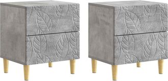 vidaXL Mesita De Noche 2 Uds. Gris Hormig&oacute;n 43 X 34,5 X 48 Cm Vidaxl