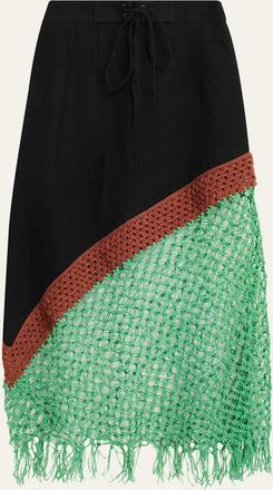 Rosie Assoulin Return of the Mac(rame) Skirt in Ridged Linen
