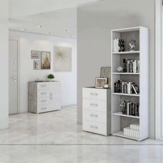 Dmora Dmora - Estante Para Libros Dedjoum, Biblioteca Con 4 Estantes Ajustables, Estante Para Libros, Unidad De Pared Con Estantes, 100% Made In Italy, 60x3