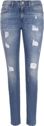 Liu Jo Pearl Embellished Bottom Up Jeans - Dames - Skinny Jeans - Blauw - W28 - Katoen - Jeans
