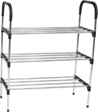 Trade Shop Trade Shop - Scarpiera In Metallo Plastica 3 Livelli 57x26x66cm Salvaspazio Porta Scarpe Casa