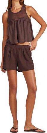 bobi Side Tie Cami Top In Umber