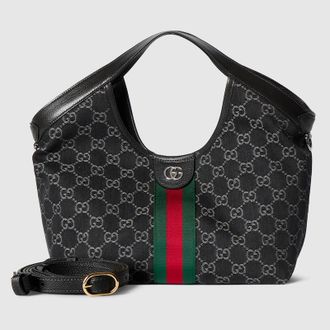 Gucci Giglio Small Tote Bag, Black, Fabric